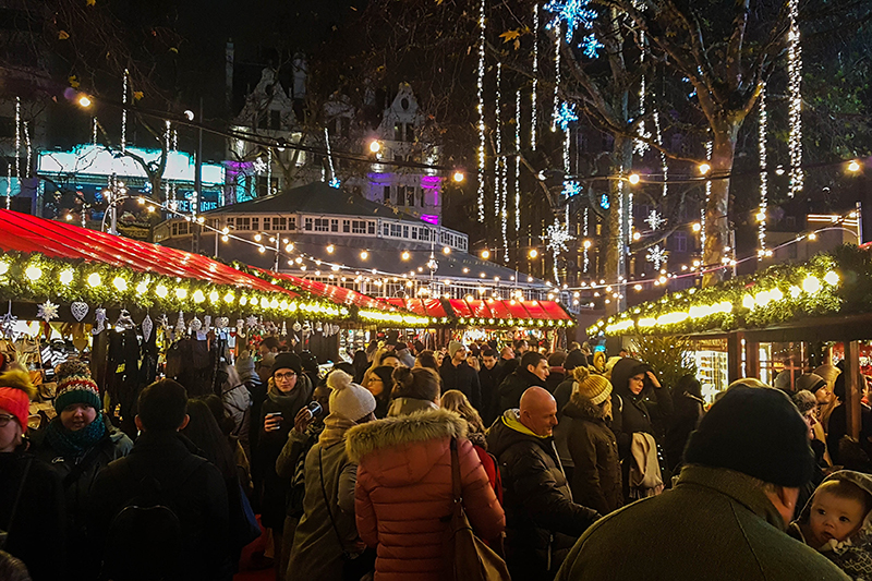 A crowd of people at Chrstmas Markets