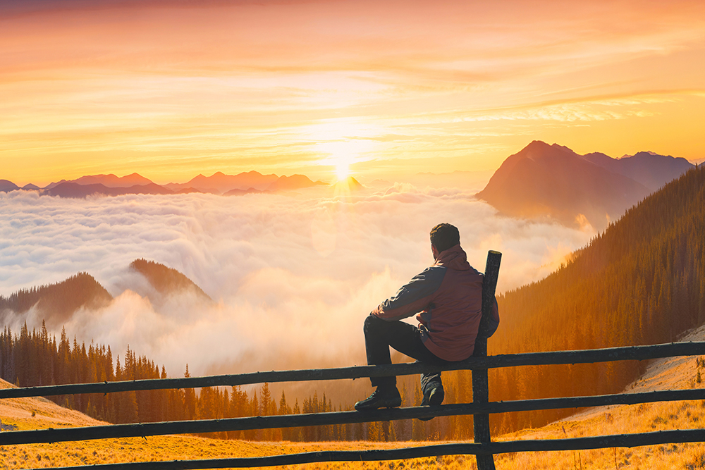 clearing mind at sunset